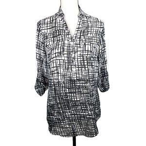 New York & Company Abstract Print Tunic Blouse